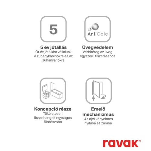 Ravak Chrome CRV1-90 zuhanyajtó fekete+transparent (1 oldal)