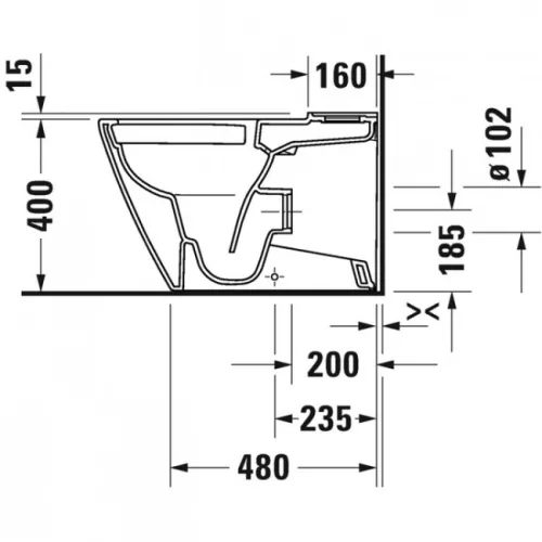 Duravit D-Neo monoblokkos Rimfree WC csésze Vario kifolyással 2002090000 kép