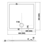 Jika Padana padlószintre építhető zuhanytálca négyzet 800 mm fehér (2119310000001)