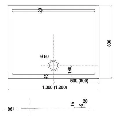 Jika Padana padlószintre építhető zuhanytálca téglalap 1000x800 mm fehér (2119340000001)
