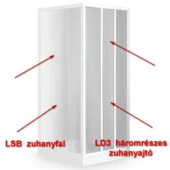   Roltechnik LD3 800 háromrészes zuhanyajtó fehér profil grape betét (215-8000000-04-11)