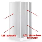 Roltechnik LD3 900 háromrészes zuhanyajtó fehér profil grape betét (215-9000000-04-11)