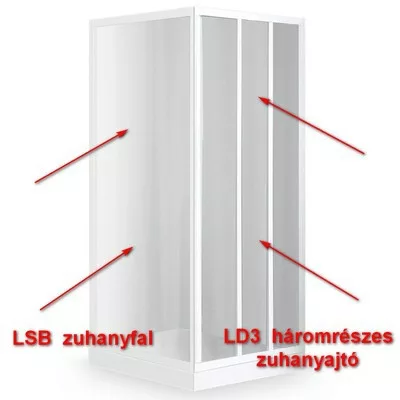 Roltechnik LD3 900 háromrészes zuhanyajtó fehér profil grape betét (215-9000000-04-11)