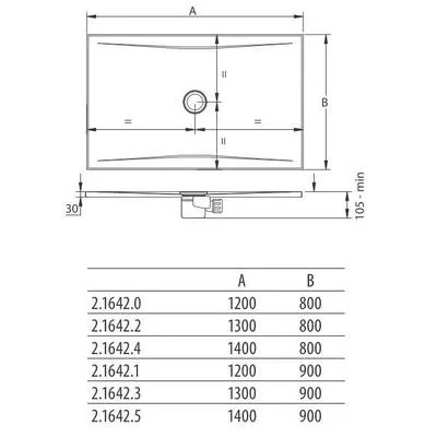 Jika Pure padlószintre építhető zuhanytálca téglalap 1400 x 900 mm Antislip fehér (2164256000001)