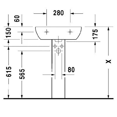 Duravit D-CODE mosdó 60x46 cm 1 csaplyukkal fehér (23106000002)