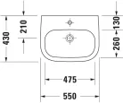 Duravit D-Code Mosdó Med fehér Magasfényű 550 mm (23115500702)