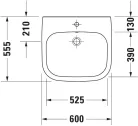 Duravit D-Code Mosdó Vital fehér Magasfényű 600 mm (23126000002)