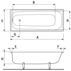 Jika Riga egyenes lemezkád sérült 170x70 cm