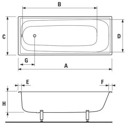 Jika Riga egyenes lemezkád sérült 170x70 cm