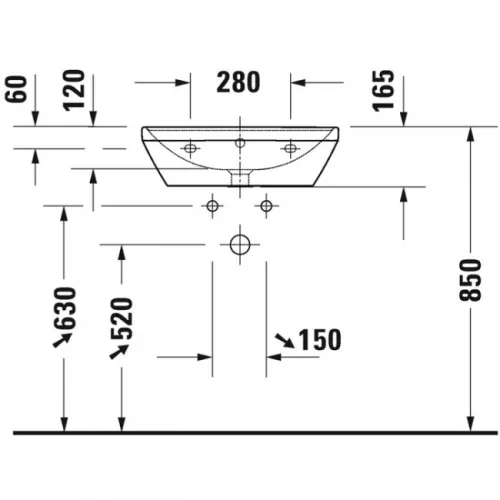 Duravit D-Neo mosdó csaplyukkal alul mázas 55x44 (2366550000)