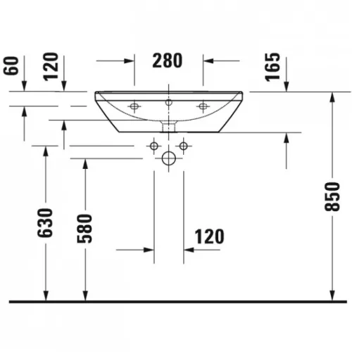 Duravit D-Neo mosdó csaplyuk nélkül alul mázas 60x44 2366600060