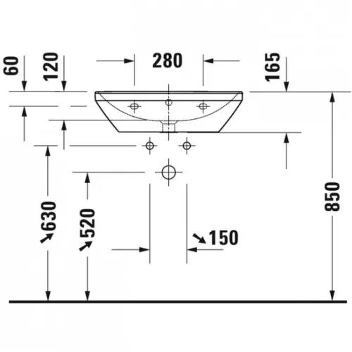 Duravit D-Neo mosdó csaplyuk nélkül alul mázas 60x44 2366600060
