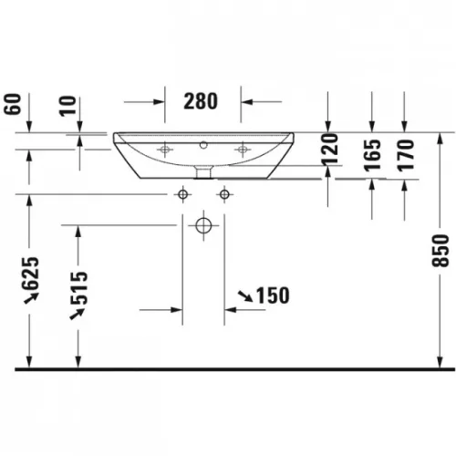 Duravit D-Neo mosdó csaplyukkal alul mázas 60x44 2366600000