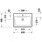 Duravit D-Neo bútorral aláépíthető mosdó 65x48 2367650000