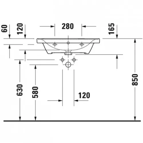 Duravit D-Neo bútorral aláépíthető mosdó 65x48 2367650000
