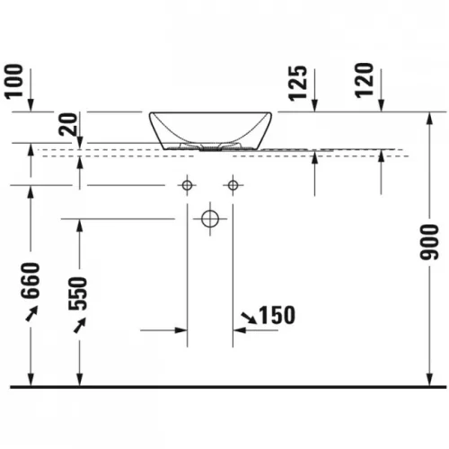 Duravit D-Neo pultra ültethető kerek mosdó 40x40 2371400070