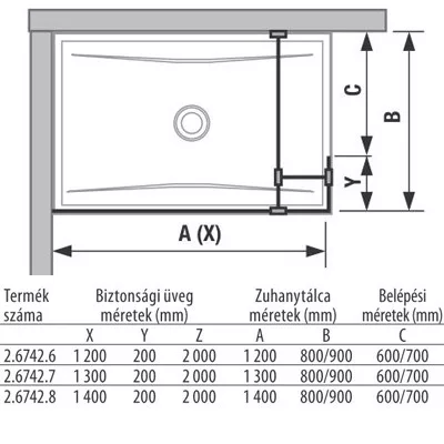 Jika Pure üveg zuhanyfal 120 cm oldalfalhoz rögzített és sarok résszel (2674260026681)