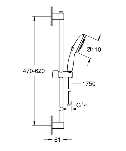 GROHE Tempesta 110 sínes zuhanyszett 2 funkciós kézizuhannyal, króm – 2759830E