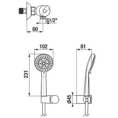 Jika Olym Deep egykaros zuhanycsaptelep zuhanyszettel termosztátos króm (3331U70042711)