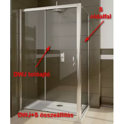 Radaway Premium Plus S 70 zuhanyfal króm profil átlátszó üveg 33401-01-01N rajza