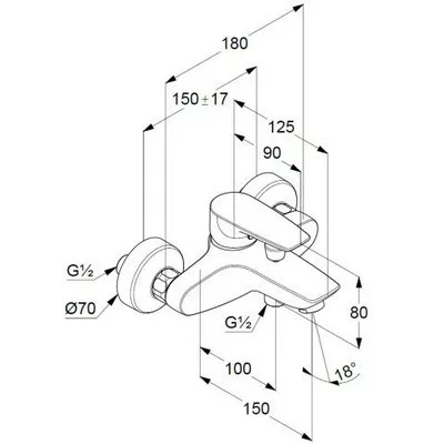 Kludi PURE&SOLID egykaros kád és zuhany csaptelep króm 346810575
