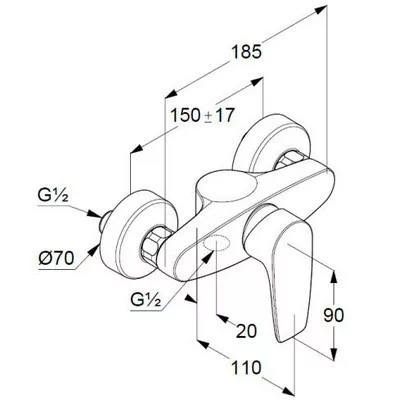 Kludi PURE&SOLID egykaros zuhany csaptelep króm 348410575