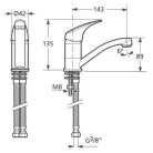 Jika Talas mosogató csaptelep 143 mm króm (3511N10042201)
