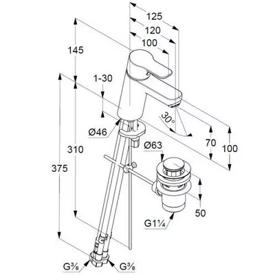Kludi PURE&EASY egykaros bojler mosdó csaptelep króm automata leeresztővel 372760565