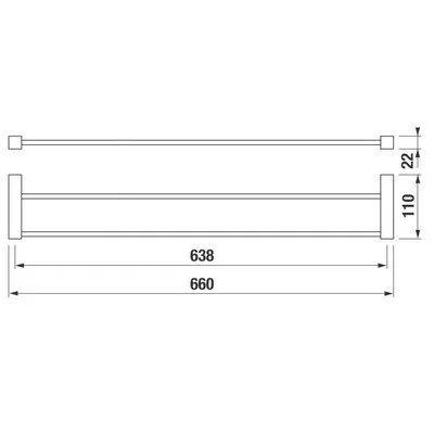 Jika Cubito Pure 66 cm dupla törölközőtartó króm (3817340040001)