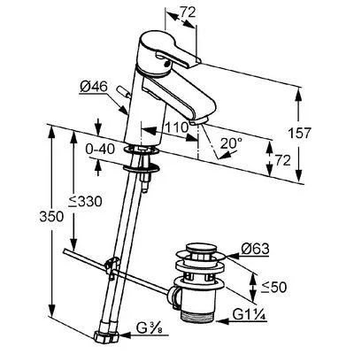 Kludi O-CEAN egykaros mosdó csaptelep automata leeresztővel króm (383500575)