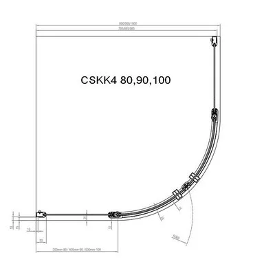 Ravak Chrome CSKK4 80 íves zuhanykabin krómhatású profil transparent üveg (3Q140C00Z1)