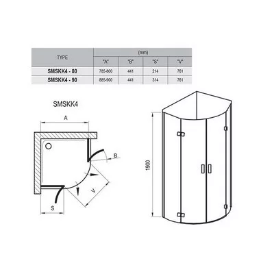 Ravak SmartLine SMSKK4 80x80 zuhanykabin króm+transparent