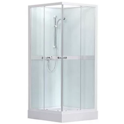 Roltechnik SIMPLE SQUARE szögletes zuhanybox 80 transparent üveg fehér profil 4000692 rajza
