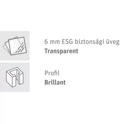 Roltechnik OBR2 80 íves zuhanykabin brillant profil transparent üveg (4000701)