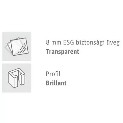Roltechnik OBZD2 1200 kétrészes zuhanyajtó brillant profil transparent üveg (4000713)