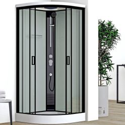 Roltechnik Laneta 90x90 hátfalas zuhanybox fekete profil átlátszó üveg 4000875 rajz