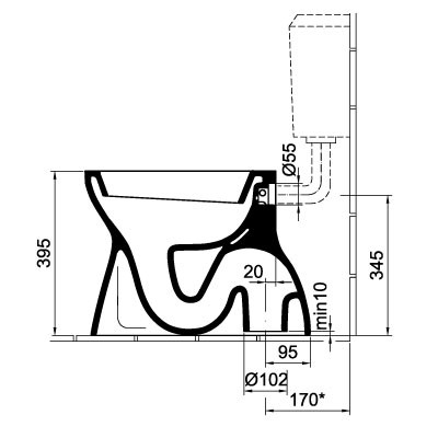 Alföldi Bázis laposöblítésű alsó kifolyású NYÚJTOTT WC csésze EASYPLUS bevonattal (4032 00 R1)