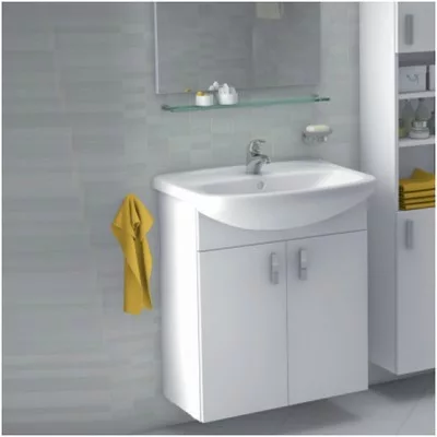 Jika Lyra pack fürdőszobaszekrény 53 cm mosdóval komplett 2 ajtóval fehér fehér (4519514323001)