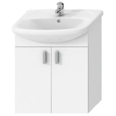 Jika Lyra pack fürdőszobaszekrény 65 cm mosdóval komplett 2 ajtóval fehér fehér (4519614323001)