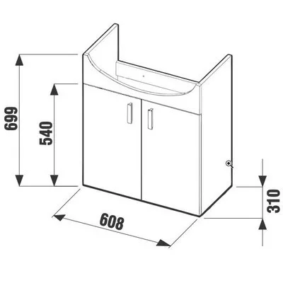 Jika Lyra pack fürdőszobaszekrény 65 cm mosdóval komplett 2 ajtóval fehér fehér (4519614323001)