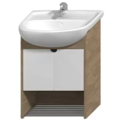   Jika Lyra Plus alsószekrény 55 cm 2 ajtóval rakodó ráccsal fehér dió (4528110385471)