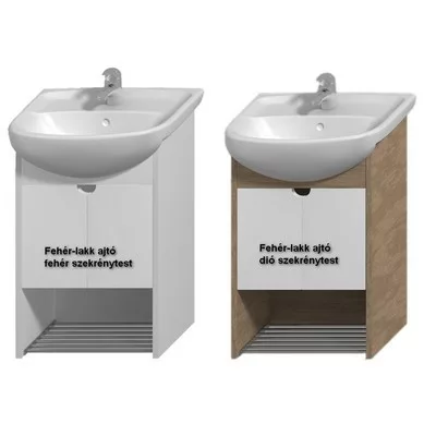 Jika Lyra Plus alsószekrény 54 cm 2 ajtóval rakodó ráccsal fehér dió (4528210385471)