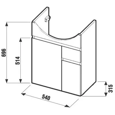 Jika Lyra alsószekrény 54 cm 2 ajtóval 1 fiókkal fehér fehér (4531220383001)