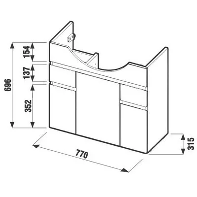Jika Lyra alsószekrény 77 cm 3 ajtóval 2 fiókkal fehér tölgy (4531520383261)