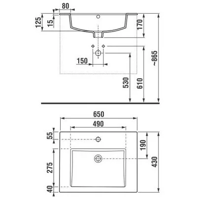 Jika Cube fürdőszobaszekrény mosdóval komplett 65 cm 2 fiókos fehér (4536021763001)