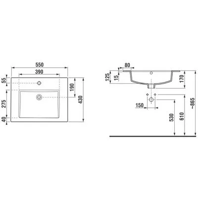 Jika Cube fürdőszobaszekrény mosdóval komplett 55 cm 2 fiókos fehér (4536121763001)