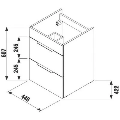 Jika Cube fürdőszobaszekrény mosdóval komplett 45 cm 2 fiókos fehér (4536221763001)