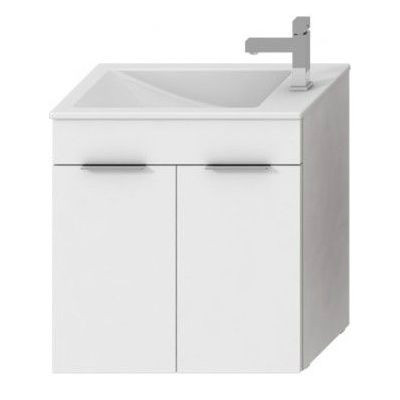 Jika Cube fürdőszobaszekrény mosdóval komplett 60 cm 2 ajtós csaplyuk oldalt fehér (4536311763001)