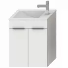 Jika Cube fürdőszobaszekrény mosdóval komplett 50 cm 2 ajtós csaplyuk oldalt fehér (4536411763001)