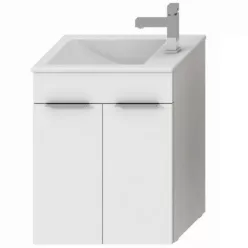   Jika Cube fürdőszobaszekrény mosdóval komplett 50 cm 2 ajtós csaplyuk oldalt fehér (4536411763001)